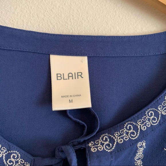 Blair Navy Blue Embroidered Dress Size Medium - Picture 3 of 5